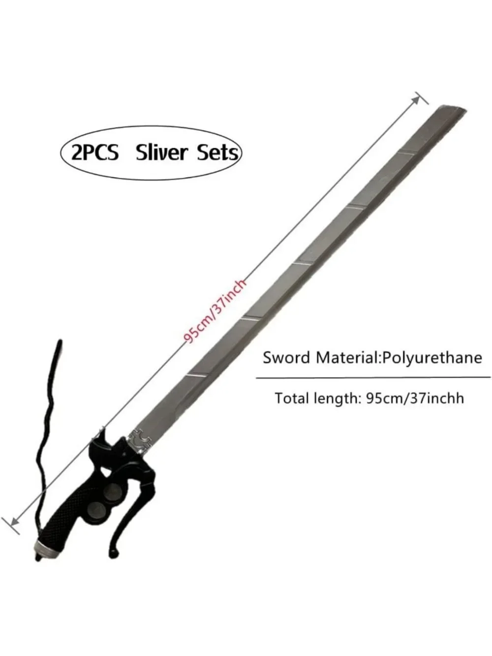 2PCS 37in Foam Attack Swords - Shingeki Cosplay Props for Halloween & Gifts